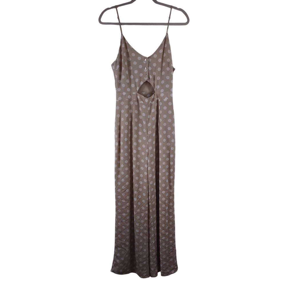 Sage the Label Tan and White Polka Dot Jumpsuit, Size Small
